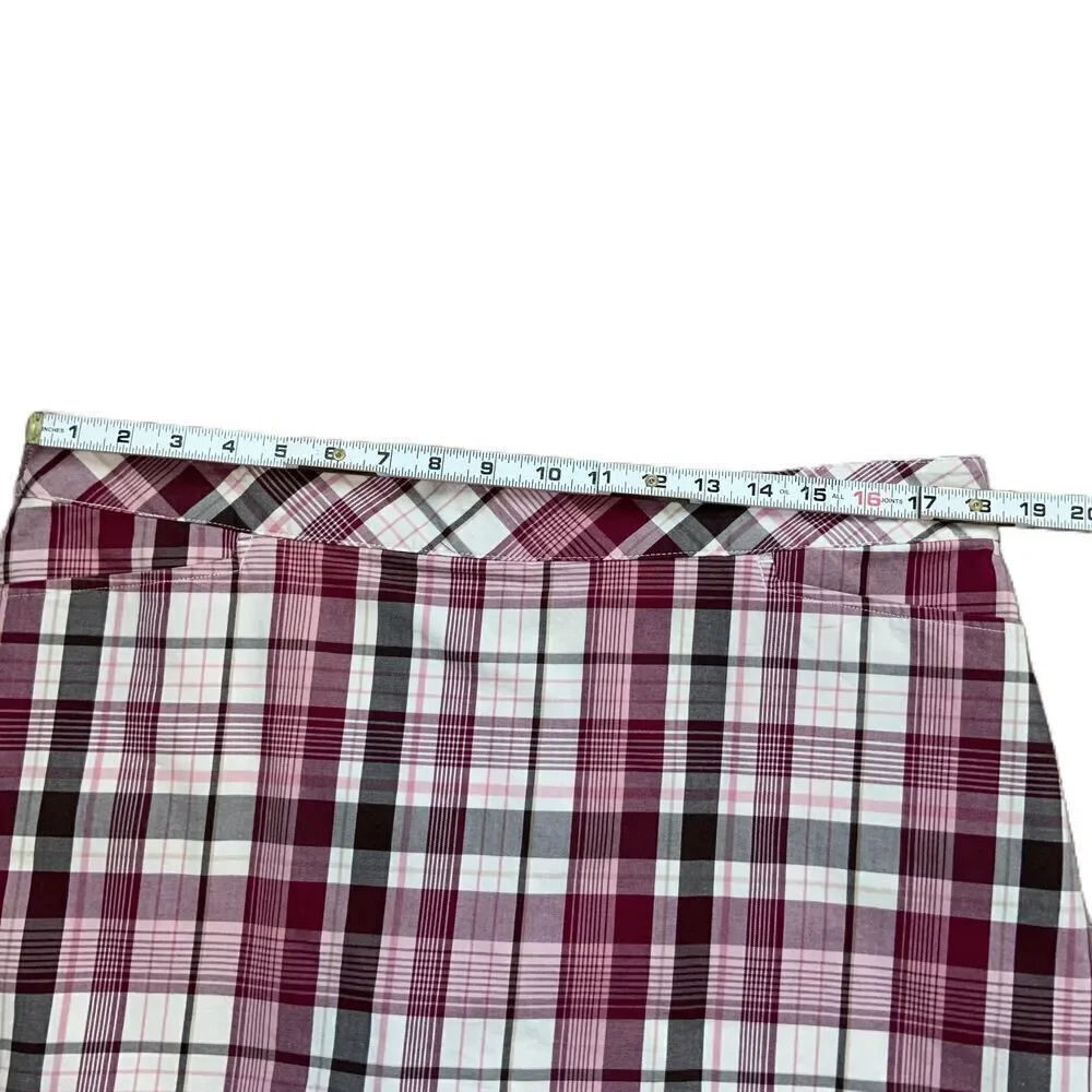 Lady Hagen Womens Pink Plaid Knee-length Stretchy‎ Preppy Academia Skort Medium